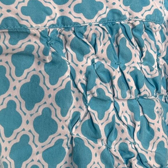 Crown & Ivy Womens XL Blue White Boho Blouse Long Sleeve Lace Trim Top - Picture 6 of 12